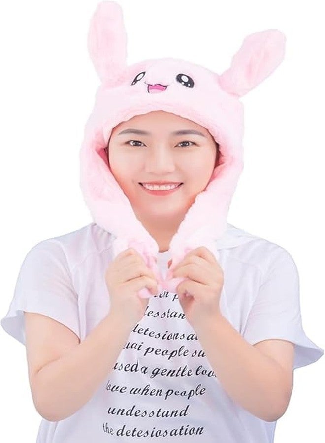 VALUEVIBES Unisex Plush Rabbit Hat with Moving Ears | Cute Bunny Cap for Kids & Adults | Soft Animal Hat for Parties, Cosplay & Fun Wear (Pack of 2) (PINK) - Image 2